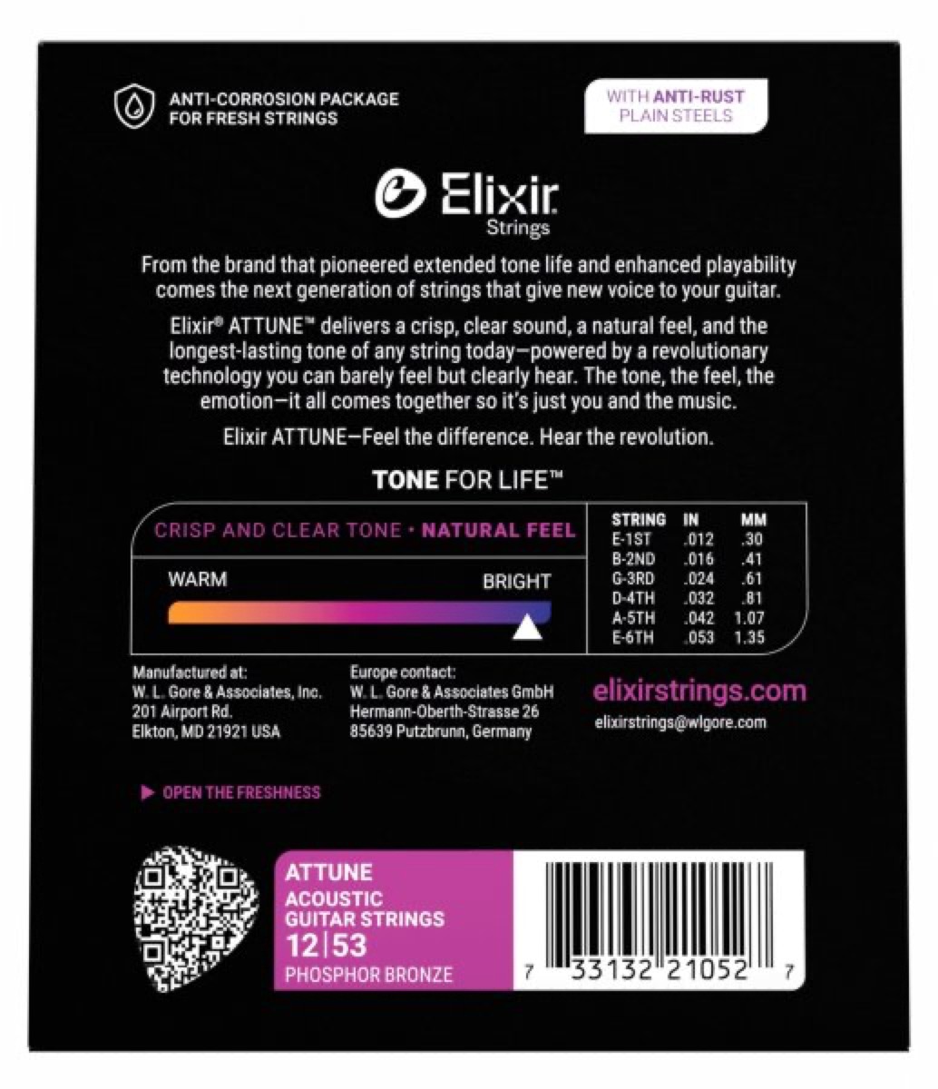 Elixir Elixir Attune Phosphor Bronze Acoustic Light 12-53 - Strings