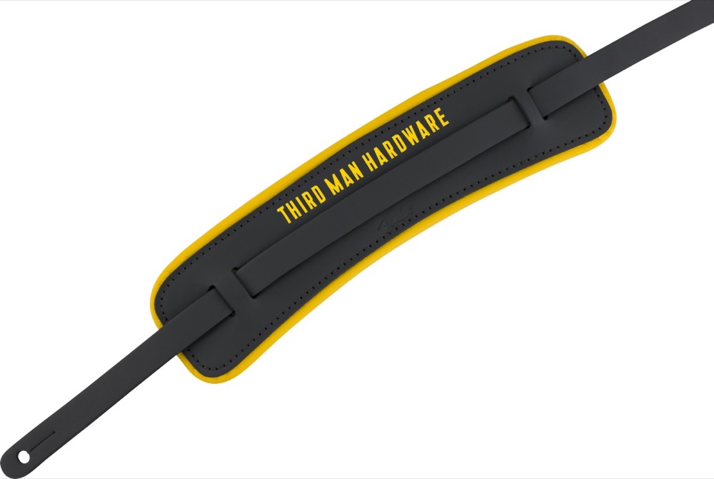 Fender Fender Third Man Hardware Leather Strap - Black, Yellow - Guitars