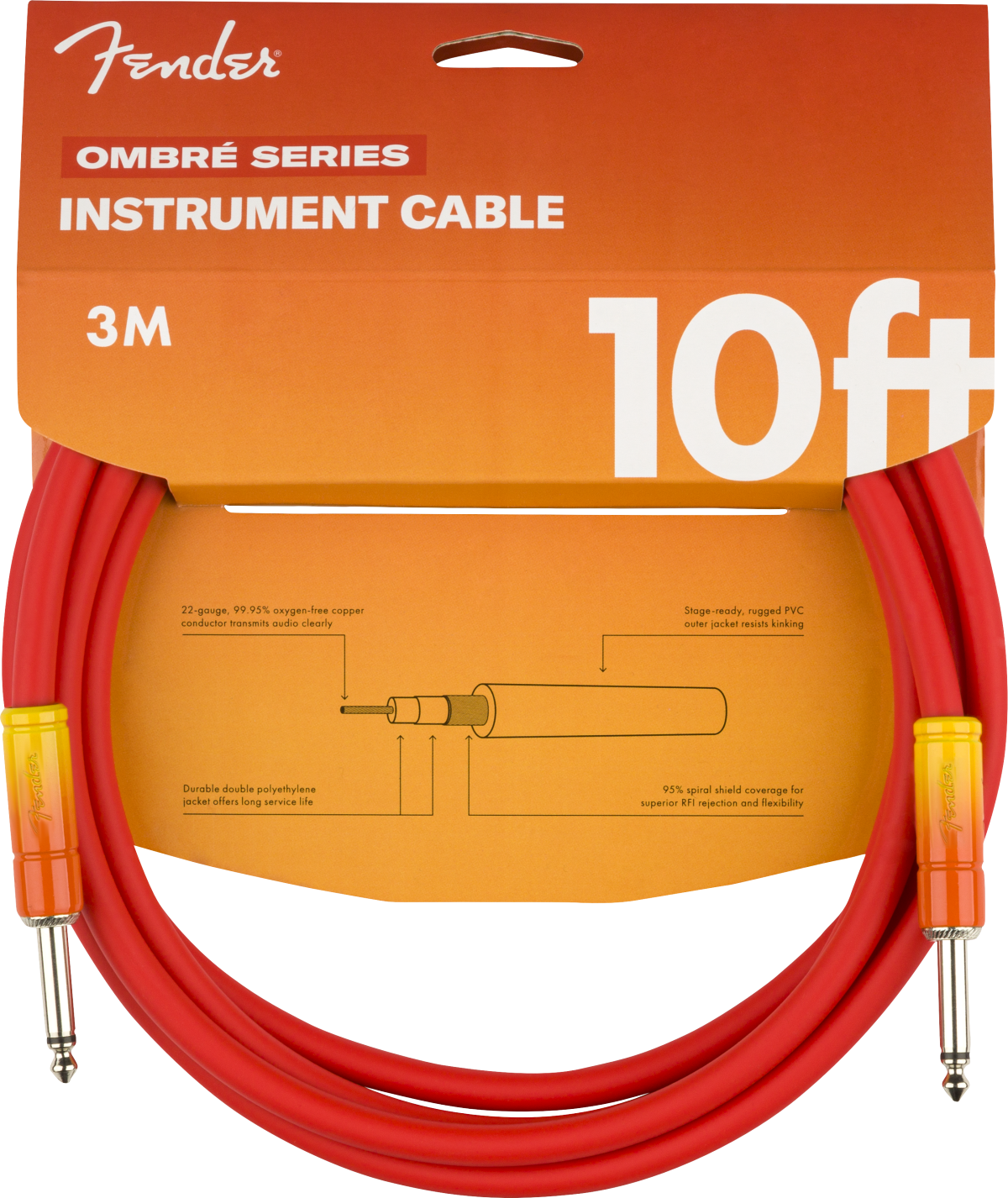 Fender Fender 10 Foot Ombre Series Instrument Cable In Tequila Sunrise - Cables