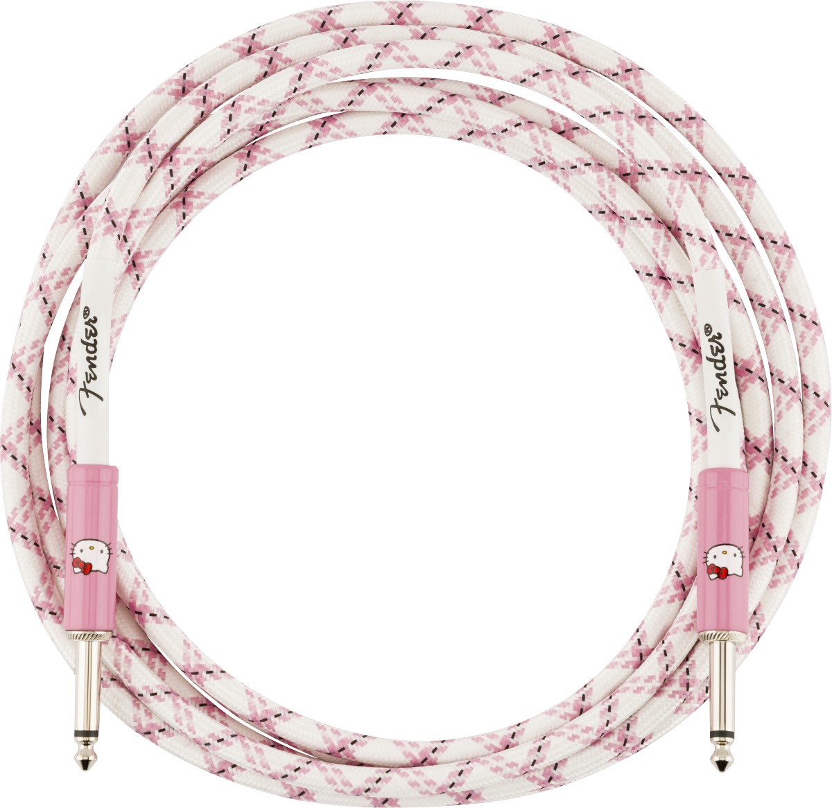 Fender Fender Hello Kitty 18.6 Foot Woven Instrument Cable - White/Pink - Cables