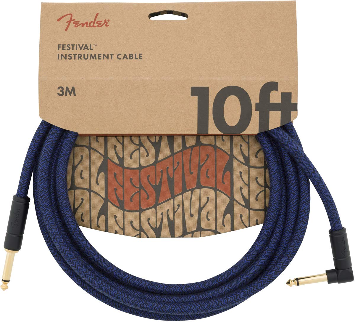 Fender Fender 10 Foot Festival Instrument Cable Straight-Angle, Blue Dream - Cables