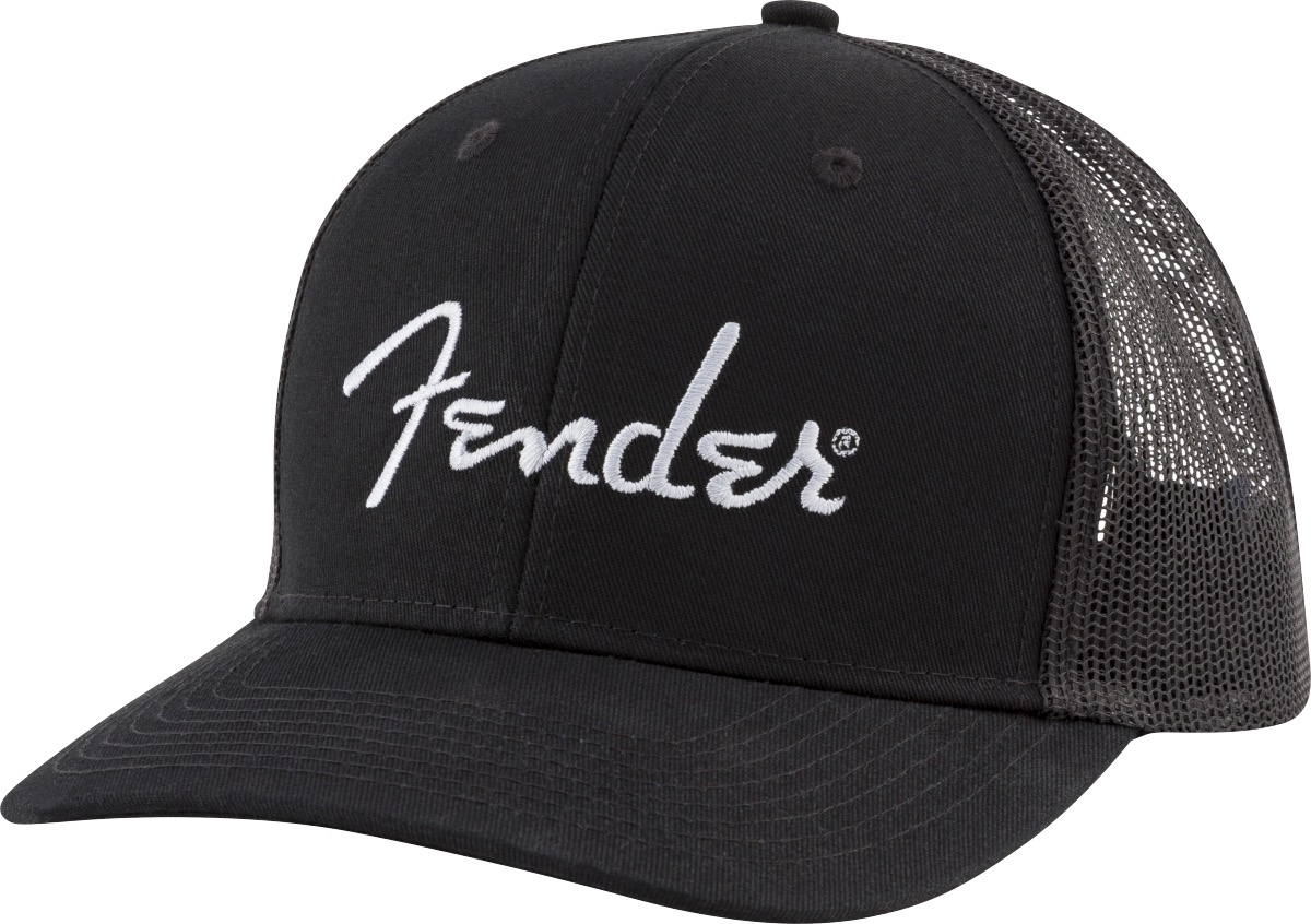 Fender Silver Logo Snapback Hat In Black