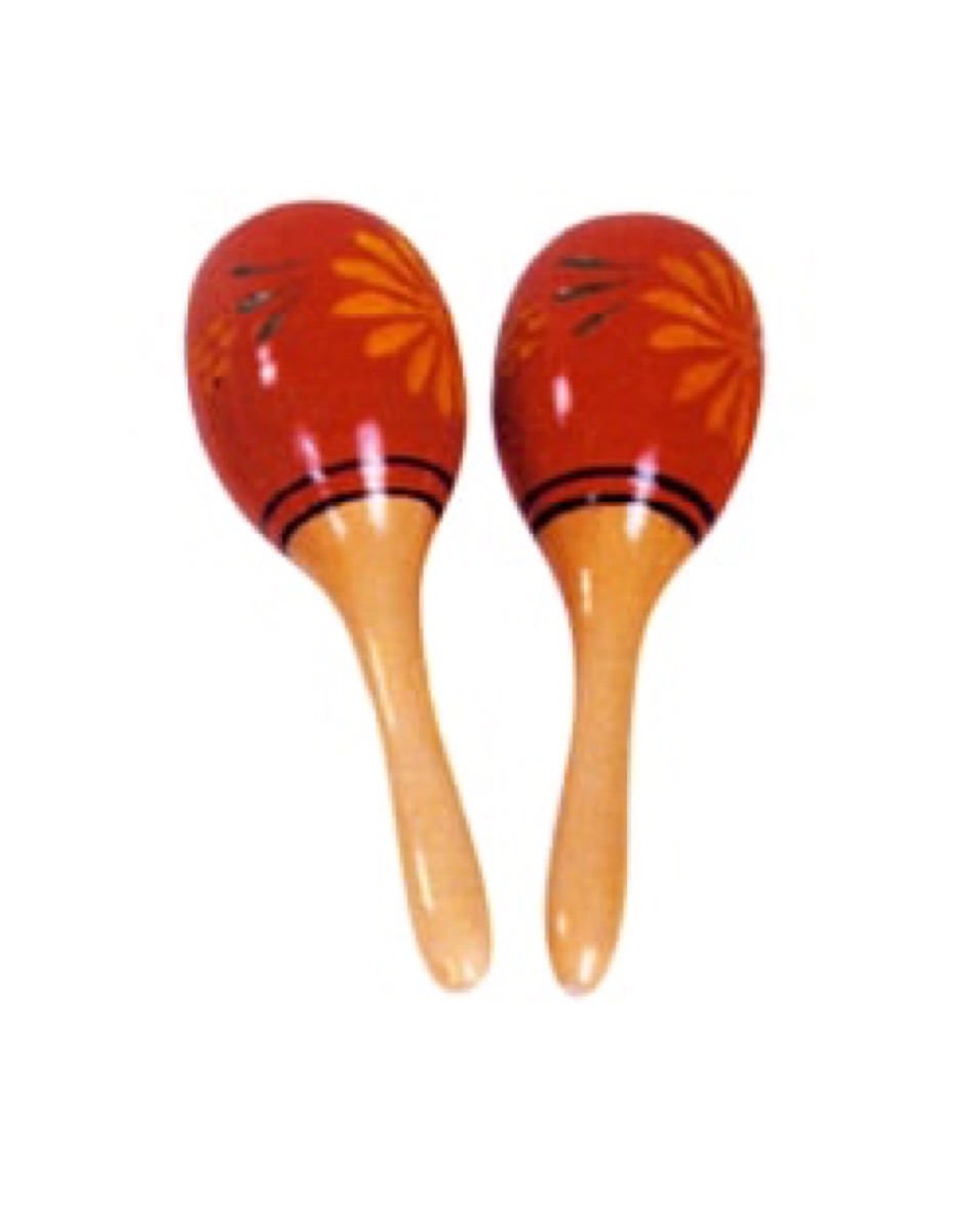 Mano Maracas - Pair, Red With Flower Pattern