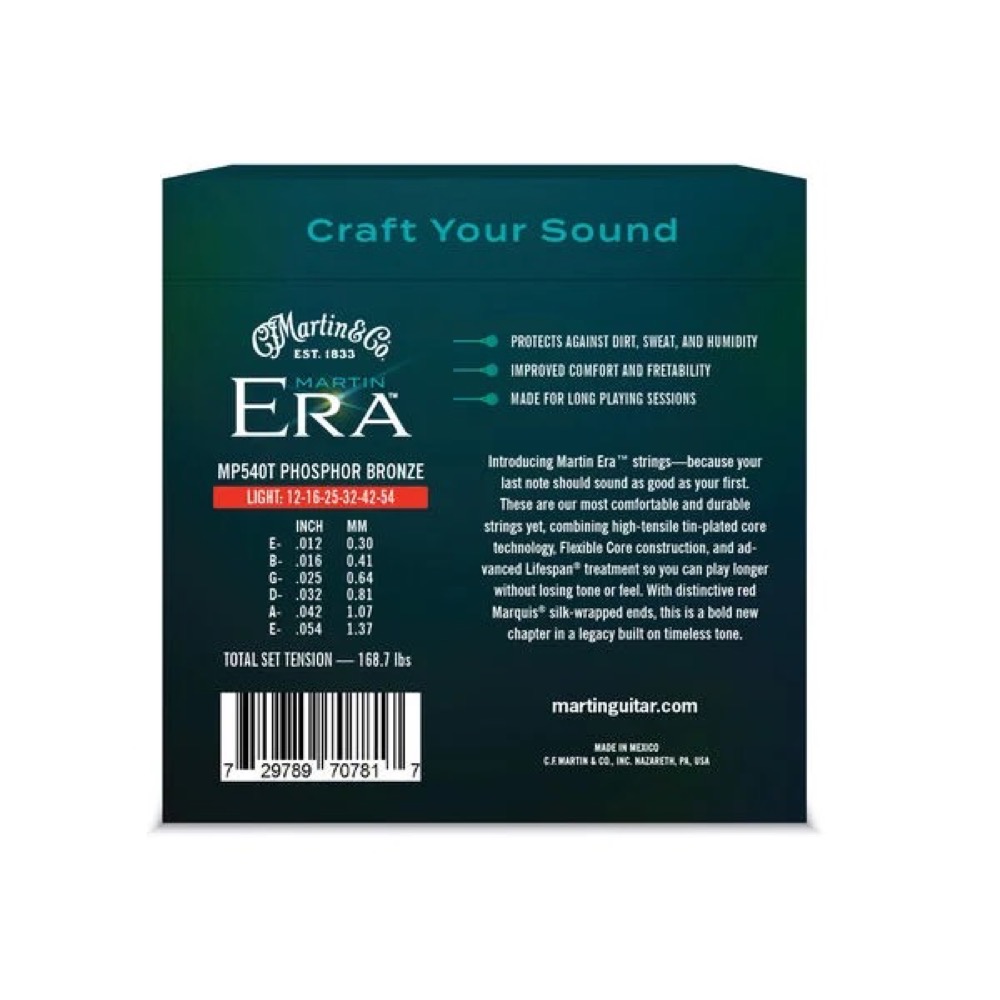 Martin Martin Era Treated Acoustic Strings Phosphor Bronze Light 12-54 - Strings