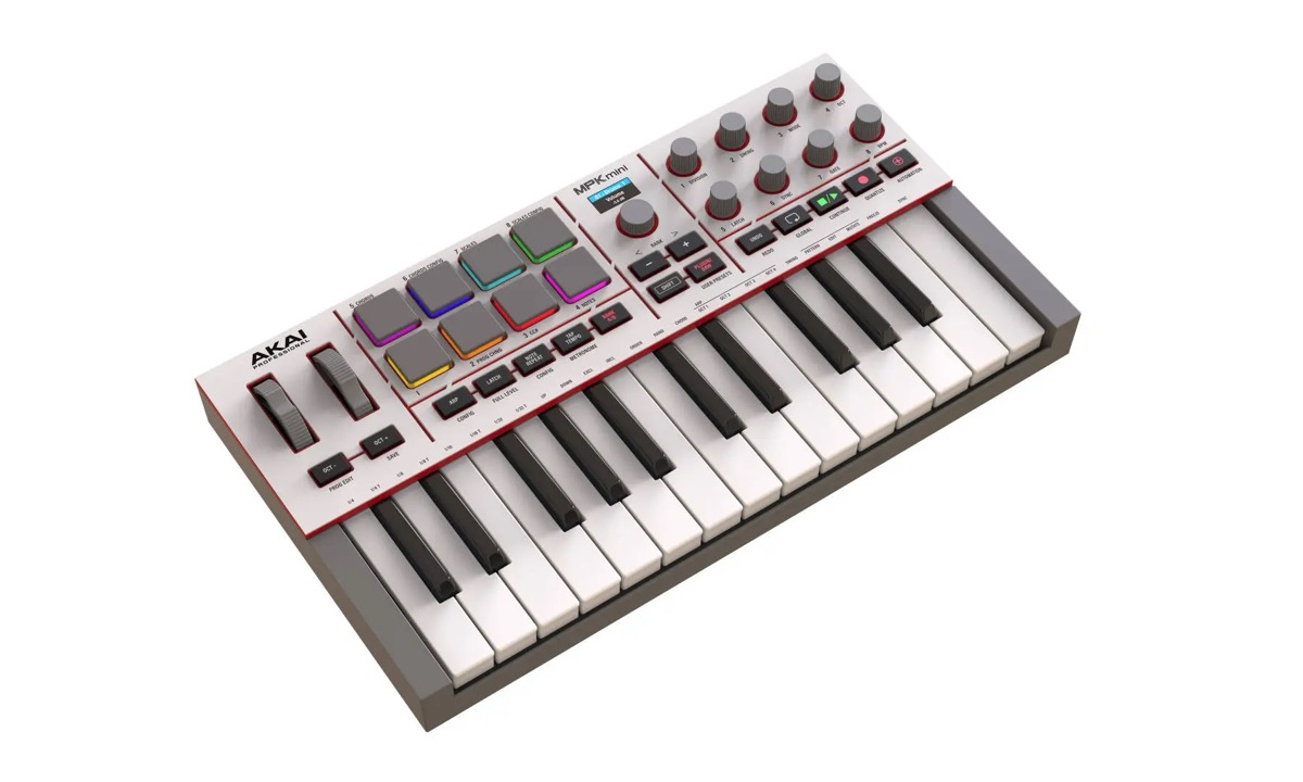 Akai Akai MPK MINI 4 Compact Keyboard and Pad Controller - White - Recording