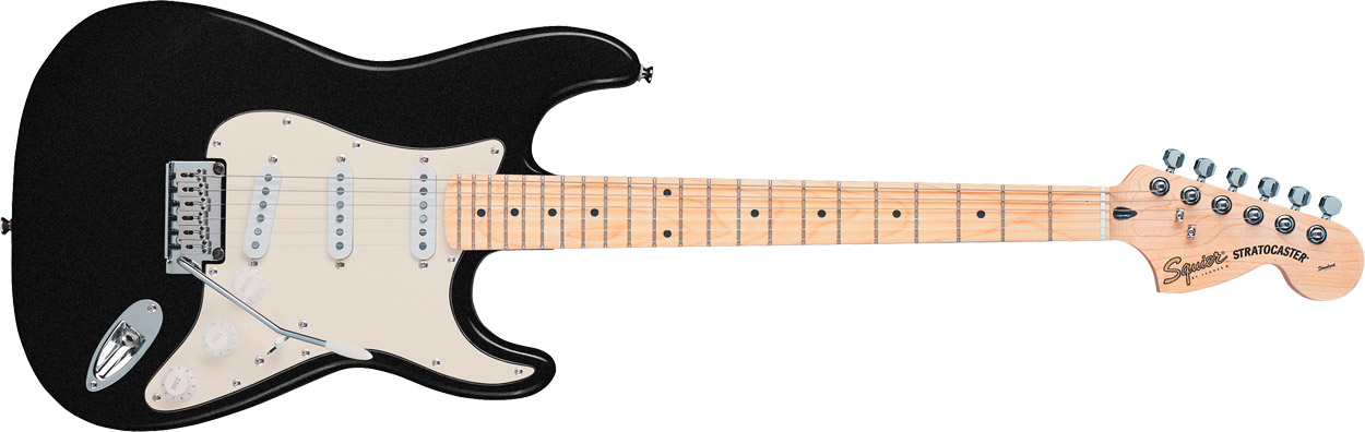 Squier Standard Strat Black Metallic with Maple Neck: Canadian