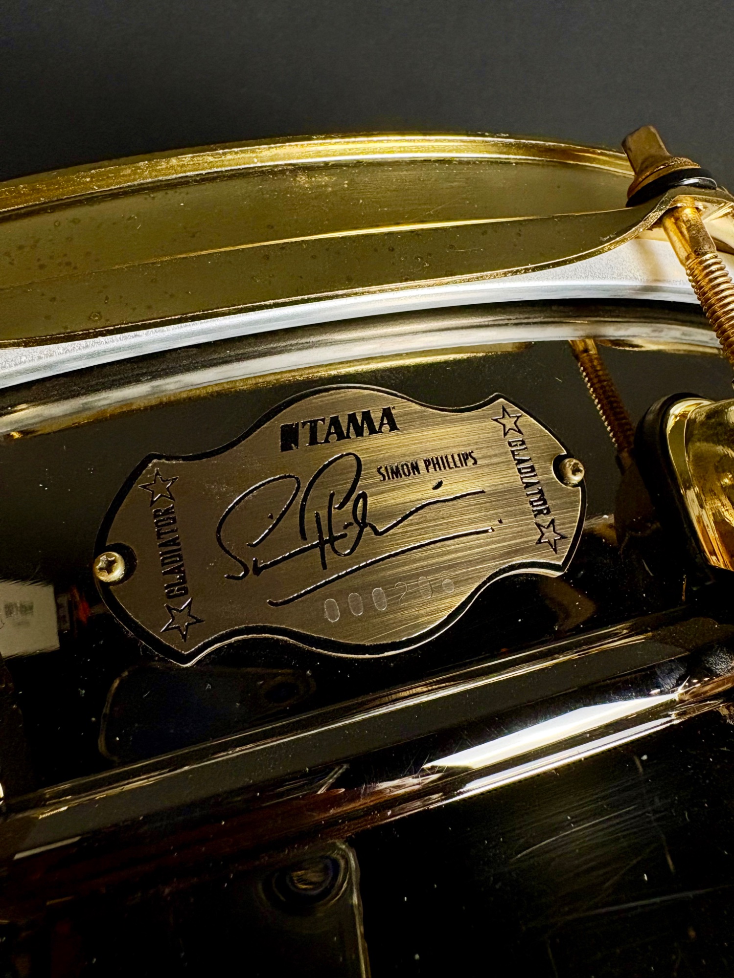 Tama USED Tama Simon Phillips Limited Gladiator Snare, Made In Japan, Gold Hardware - Used